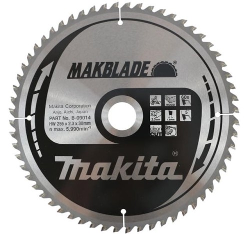 MAKITA TARCZA TNĄCA MAKBLADE MSM25560G DO UKOŚNIC 255x30x1.8MM 60 ZĘBÓW B09014 - DARMOWA WYSYŁKA
