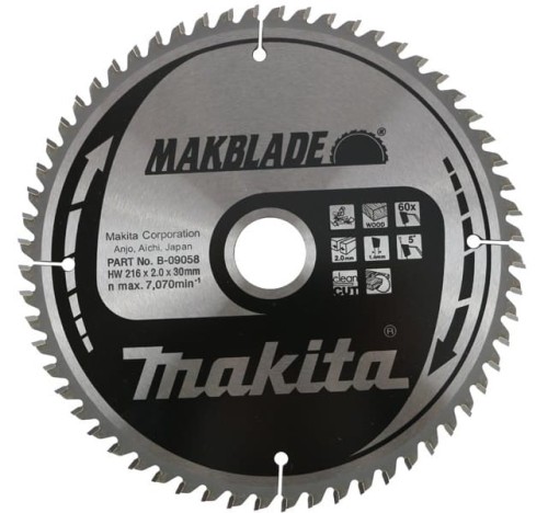 MAKITA TARCZA TNĄCA MAKBLADE MSF21660G DO UKOŚNIC 216x30x1.4MM 60 ZĘBÓW B09058 - DARMOWA WYSYŁKA