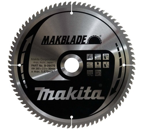MAKITA TARCZA TNĄCA MAKBLADE MSF26080G DO UKOŚNIC 260X30X1.8MM 80 ZĘBÓW B09070
