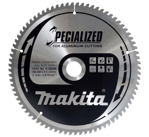 MAKITA TARCZA TNĄCA SPECIALIZED MSA26080G DO ALUMINIUM 260X30X1.8MM 80 ZĘBÓW B09656