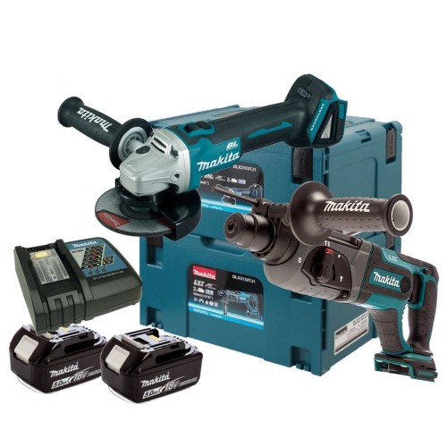 MAKITA ZESTAW COMBO (DGA504 + DHR241) 18V2x5.0Ah 2xMAKPAC3 DLX2153TJ1 - DARMOWA WYSYŁKA