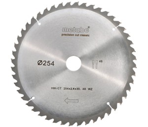 METABO PIŁA TARCZOWA DO DREWNA 254x2.4x30MM 48 ZĘBÓW WZ 62806100