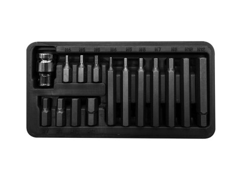 PROLINE ZESTAW KOŃCÓWEK BITÓW 3/8" HEX4-HEX12 30/75MM 15 ELEMENTÓW 10743