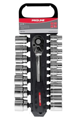 PROLINE ZESTAW KLUCZY NASADOWYCH 1/2"  8-32MM 19 SZTUK 18719