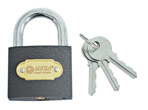 MEGA KŁÓDKA KABŁĄKOWA ŻELIWNA 40MM 3 KLUCZE 24440