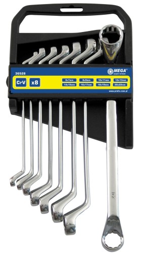 MEGA KLUCZE OCZKOWE ODGIĘTE 6-20MM KOMPLET 8 SZTUK 36528