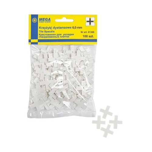 MEGA KRZYŻYKI DYSTANSOWE DO GLAZURY 6MM 100 SZTUK 61366
