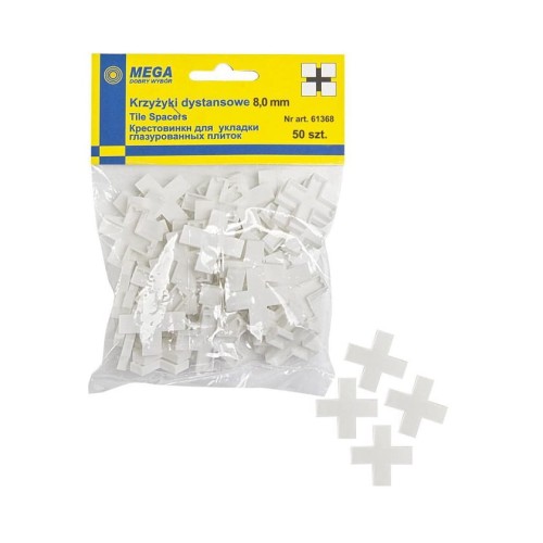 MEGA KRZYŻYKI DYSTANSOWE DO GLAZURY 8.0MM 50 SZTUK 61368