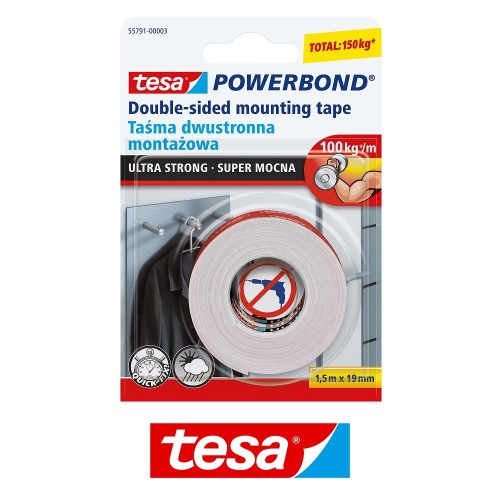 TESA TAŚMA MONTAŻOWA DWUSTRONNA POWERBOND SUPER MOCNA 19MM 1,5M H5579103