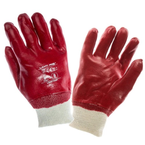 LAHTI PRO RĘKAWICE OCHRONNE OBLEWANE PVC CZERWONE ROZMIAR 9 L240109W