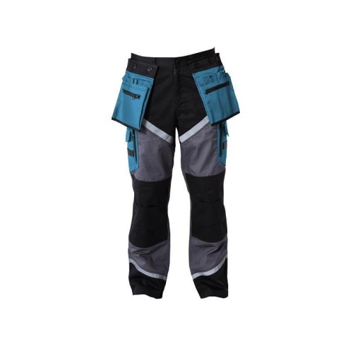 LAHTI PRO  ROZ. XL SPODNIE CZARNO-SZARO-TURKUSOWE Z PASAMI ODBLASKOWYMI L4050204