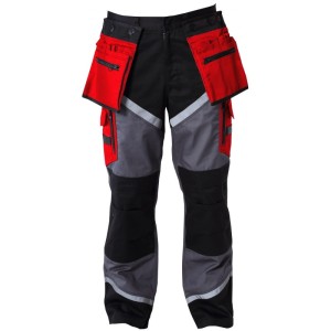 LAHTI PRO ROZ. S SPODNIE ROBOCZE DO PASA CZARNO-SZARO-CZERWONE L4050501