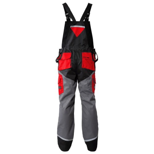 LAHTI PRO ROZ. XL SPODNIE OGRODNICZKI Z ODBLASKAMI CZARNO-SZARO-CZERWONE L4060504
