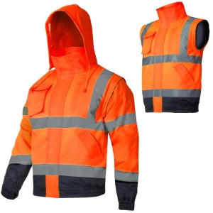 LAHTI PRO ROZ. S KURTKA OSTRZEGAWCZA ZIMOWA Z ODPINANYMI RĘKAWAMI POMARAŃCZOWA L4092601