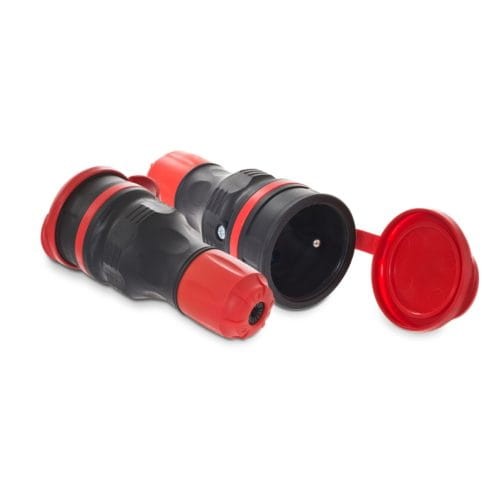PLASTROL GNIAZDO 2P+Z 16A PRZENOŚNE EXTREM Z KLAPKĄ HERMETYCZNE CZARNO-CZERWONE W-97978