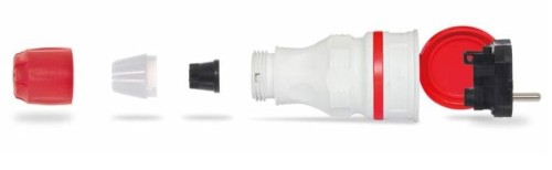 PLASTROL GNIAZDO  2p+Z 16A PRZENOŚNE EXTREM Z KLAPKĄ HERMETYCZNE SZARO-CZERWONE W-98001