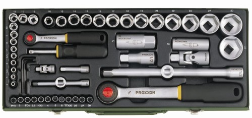 PROXXON ZESTAW KOMPAKTOWY Z GRZECHOTKĄ 55 CZĘŚCI 1/2" i 14" 23040 - DARMOWA WYSYŁKA