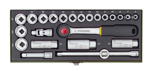 PROXXON ZESTAW KLUCZY NASADOWYCH Z GRZECHOTKĄ 3/8" 24 CZ. 23110- DARMOWA WYSYŁKA