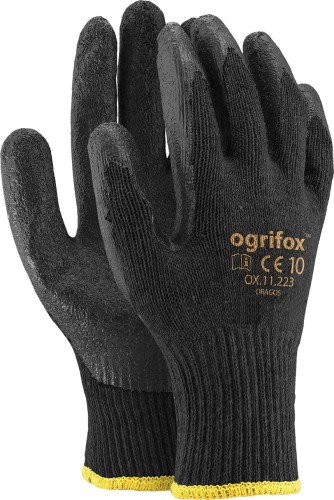 OGRIFOX RĘKAWICE OCHRONNE POWLEKANE CZARNO-CZARNE ROZMIAR 10 OX-DRAGOS-BB