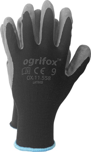 OGRIFOX RĘKAWICE OCHRONNE POWLEKANE CZARNO-SZARE ROZMIAR 09 OX-LATEKS-BS09