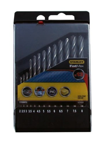 STANLEY KOMPLETY WIERTEŁ FATMAX Z KOŃCÓWKĄ PILOTUJĄCĄ DO METALU 2-8MM 13 SZTUK STA56013