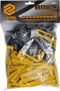VOREL SYSTEM DO POZIOMOWANIA PŁYTEK ZESTAW 50 SZTUK KLINÓW I 50 SZTUK KLIPSÓW 04691