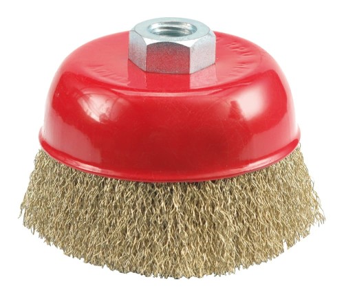 VOREL SZCZOTKA CZOŁOWA Z GWINTEM 100MM DRUT KARBOWANY 06971