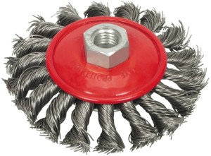 VOREL SZCZOTKA TARCZOWA Z GWINTEM 100MM DRUT SPLATANY 06977