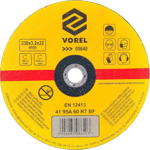VOREL TARCZA DO CIĘCIA METALU 230X3.2X22MM 08640
