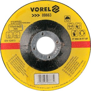 VOREL TARCZA DO SZLIFOWANIA METALU 115X6X22MM 08663