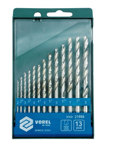 VOREL KOMPLET WIERTEŁ DO METALU HSS 2-8MM 13 SZTUK 21998