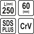 STHOR DŁUTO PŁASKIE SDS-PLUS 60MM 23594