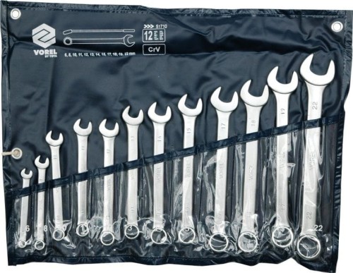 VOREL  6-22 MM ZESTAW KLUCZY PŁASKO-OCZKOWYCH C-V 12 SZT. ETUI 51710