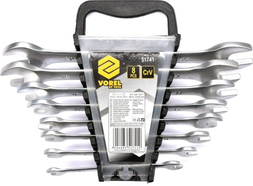 VOREL KLUCZE PŁASKIE 6-22MM SATYNA KOMPLET 8 SZTUK 51741