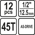 STHOR KOMPLET NASADEK Z AKCESORIAMI 1/2" 12 ELEMENTÓW 58633