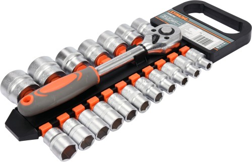 STHOR KOMPLET NASADEK Z GRZECHOTKĄ 1/2" 19 ELEMENTÓW 58634