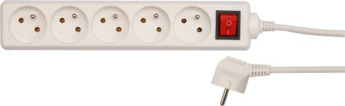 VOREL PRZEDŁUŻACZ ELEKTRYCZNY Z WYŁĄCZNIKIEM 5 GNIAZD Z UZIEMIENIEM 3M BIAŁY 72530