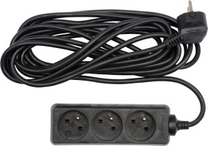 VOREL PRZEDŁUŻACZ ELEKTRYCZNY 3 GNIAZDA Z UZIEMIENIEM 1.5M 230V CZARNY 72615