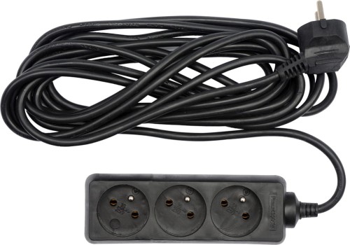 VOREL PRZEDŁUŻACZ ELEKTRYCZNY 3 GNIAZDA Z UZIEMIENIEM 3M 230V CZARNY 72616