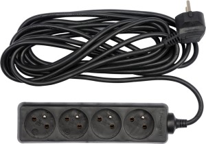 VOREL PRZEDŁUŻACZ ELEKTRYCZNY 4 GNIAZDA Z UZIEMIENIEM 3.0M 230V CZARNY 72621