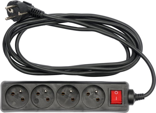 VOREL PRZEDŁUŻACZ ELEKTRYCZNY 4 GNIAZDA Z UZIEMIENIEM 1.5M 230V CZARNY 72630