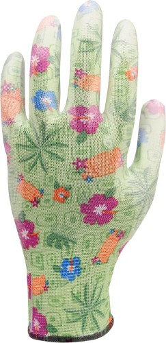 FLO RĘKAWICE OGRODNICZE KWIATKI ZIELONE 10" 74135