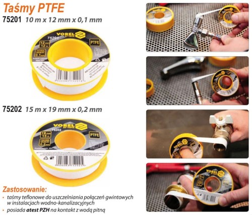 VOREL TAŚMA PTFE 15Mx19MMx0.2MM 75202