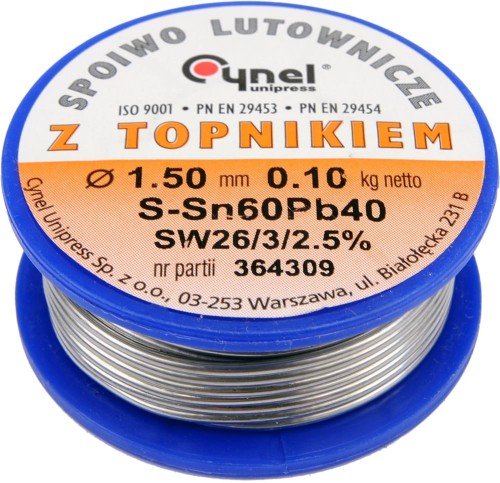 CYNEL SPOIWO LUTOWNICZE SN60PB40 1.5MM 100G 76814