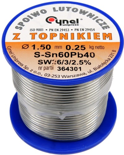 CYNEL SPOIWO LUTOWNICZE SN60PB40 1.5MM 250G 76815