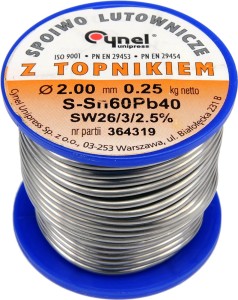 CYNEL SPOIWO LUTOWNICZE SN60PB40 2MM 250G 76819