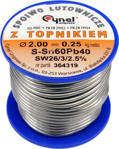 CYNEL SPOIWO LUTOWNICZE SN60PB40 2MM 250G 76819