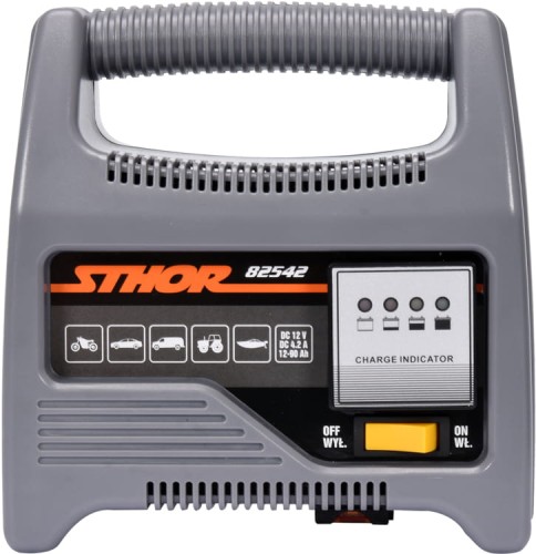 STHOR PROSTOWNIK 12V 6A 90Ah LEDOWY WSKAŹNIK NAŁADOWANIA 82542