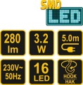 VOREL LAMPA WARSZTATOWA PRZEWODOWA LED 3.2W 82699