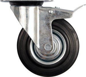 VOREL KÓŁKO SKRĘTNE Z CZARNĄ GUMĄ I HAMULCEM 75MM 87321